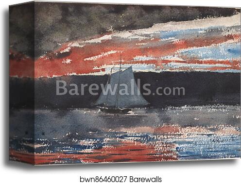 Schooner at Sunset by Winslow Homer, Canvas Print