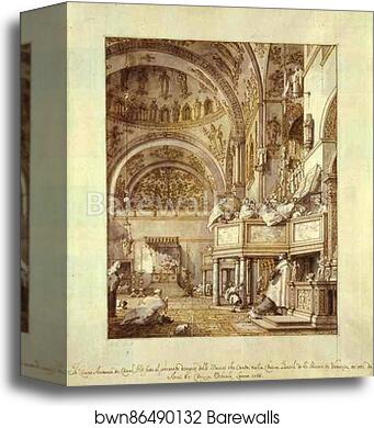 San Marco: the Crossing and North Transept, with Musicians Singing by Giovanni Antonio Canale, Called Canaletto, Canvas Print