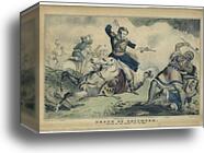 Colonel Johnson shoots Tecumseh; "Death of Tecumseh. Battle of the Thames", Oct. 18, 1813 by Currier & Ives, Canvas Print