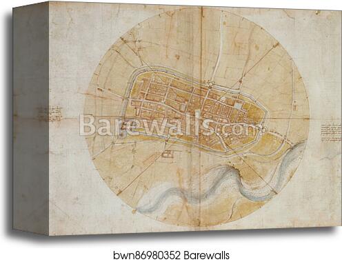 Plan of Imola by Leonardo Da Vinci, Canvas Print