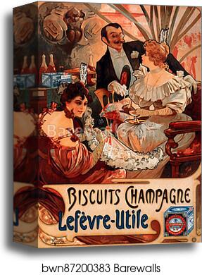 Biscuits Champagne Lefevre-Utile by Alphonse Mucha, Canvas Print