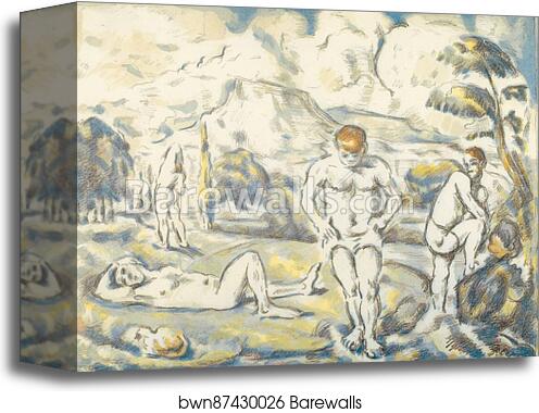 The bathers (large plate) by Paul Cézanne, Canvas Print