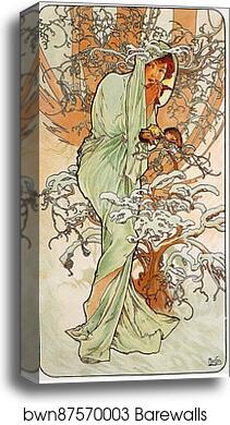 Winter by Alphonse Mucha, Canvas Print