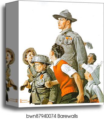 Soldier and comrads by Norman Rockwell, Canvas Print