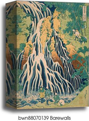 Pilgrims at Kirifuri Waterfall on Mount Kurokami in Shimotsuke Province by Katsushika Hokusai, Canvas Print