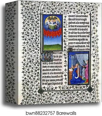 The Belles Heures of Jean de France, Duke de Berry. Page with Duchess de Berry Praying by Limbourg Brothers, Canvas Print