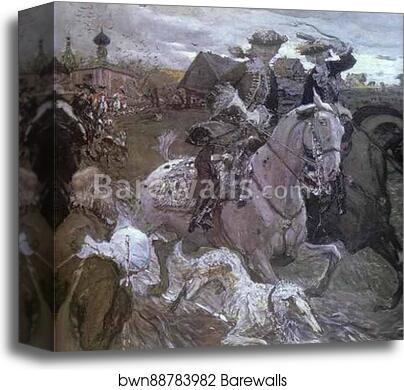 Peter II and Princess Elizabeth Petrovna Riding to Hounds by Valentin Serov, Canvas Print