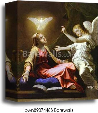 The Annunciation by Nicolas Poussin, Canvas Print