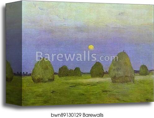 Haystacks. Twilight by Isaac Levitan, Canvas Print