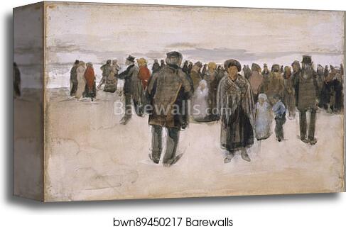 Beach at Scheveningen / People Strolling on the Beach by Vincent Van Gogh, Canvas Print