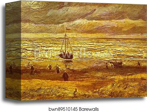 Beach with Figures and Sea with a Ship by Vincent Van Gogh, Canvas Print Beach with Figures and Sea with a Ship by Vincent Van Gogh, Canvas Print