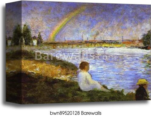 Rainbow (study for Bathers at Asnières) by Georges Seurat, Canvas Print