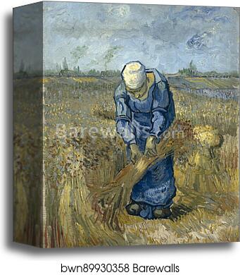 Peasant woman binding sheaves (after Millet) by Vincent Van Gogh, Canvas Print