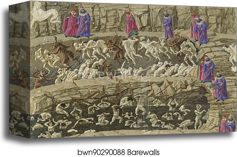 Drawings for Dante´s Divine Comedy by Sandro Botticelli, Canvas Print Drawings for Dante´s Divine Comedy by Sandro Botticelli, Canvas Print
