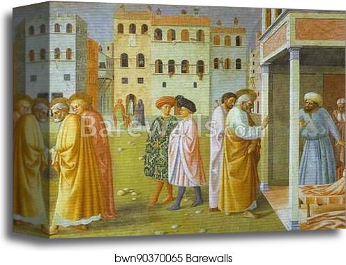 Healing of a Cripple and the Raising of Tabitha by Masolino Da Panicale, Canvas Print