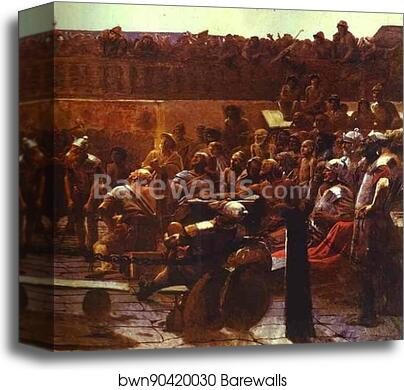 Mocking Christ. "Hail, King of the Jews!" Detail by Ivan Kramskoy, Canvas Print