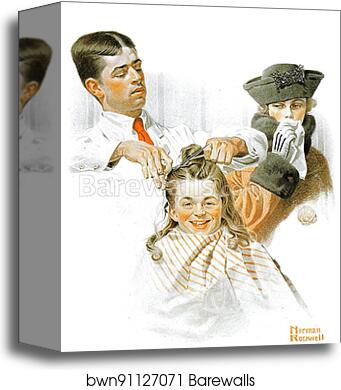 The Haircut by Norman Rockwell, Canvas Print
