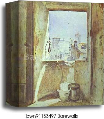 Window on Staircase to the Artist's Studio in Rome by Pavel Tchistyakov, Canvas Print