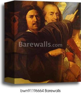 The Apotheosis of Homer. Detail: Poussin and Corneille by Jean-Auguste-Dominique Ingres, Canvas Print