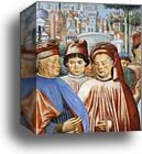 St. Augustine Departing for Milan. Detail by Benozzo Gozzoli, Canvas Print