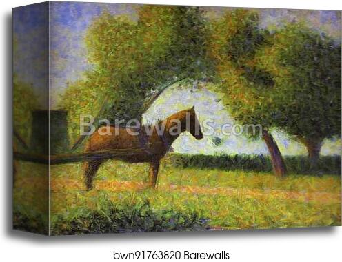 Horse in a Field by Georges Seurat, Canvas Print