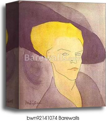 Head of a Woman with a Hat by Amedeo Modigliani, Canvas Print