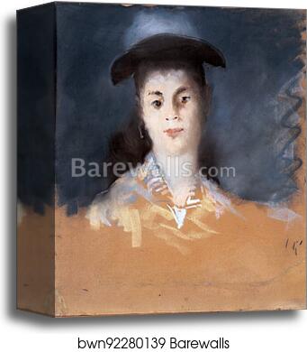 Woman Wearing a Hat with Silk Gauze by Édouard Manet, Canvas Print