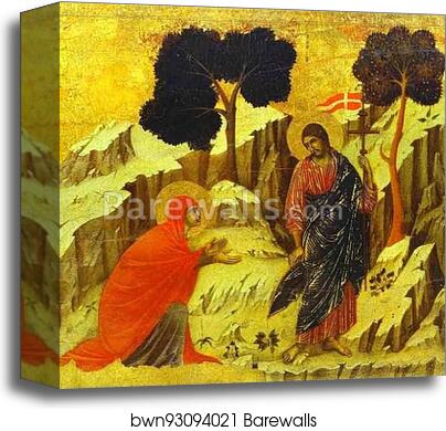 Maestà (back, central panel) Noli me tangere by Duccio Di Buoninsegna, Canvas Print