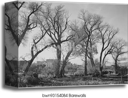 At Taos Pueblo [National Historic Landmark]. New Mexico.  Photographs of National Parks and Monuments, compiled 1941 - 1942, documenting the period ca. 1933 - 1942 by Ansel Adams (1902-1984), Canvas Print