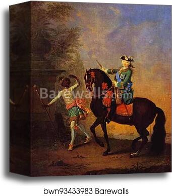 Portrait of Empress Elizaveta Petrovna on Horseback Followed by an Arab Boy by Georg Christoph Grooth (Aka Kleine Grooth), Canvas Print Portrait of Empress Elizaveta Petrovna on Horseback Followed by an Arab Boy by Georg Christoph Grooth (Aka Kleine Grooth), Canvas Print