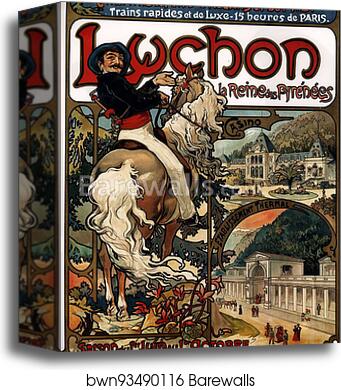 Luchon La Reine Des Pyrenees/Luchon Queen Of The Pyrenees by Alphonse Mucha, Canvas Print