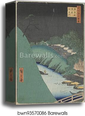 Rain in the Seido Hall and Shohei Bridge over the Kanda River by Utagawa Hiroshige, Canvas Print