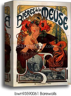 Bieres De La Meuse by Alphonse Mucha, Canvas Print