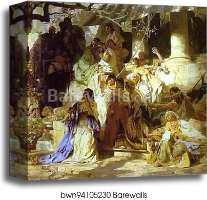 Christ and Sinner. The First Meeting of Christ and Mary Magdalene. Detail by Henryk Hector Siemiradzki, Canvas Print