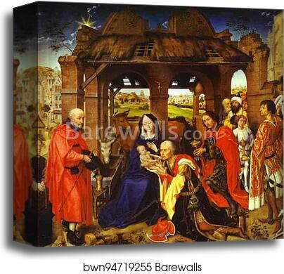St. Columba Altarpiece. Adoration of the Magi. Central part by Rogier Van Der Weyden, Canvas Print St. Columba Altarpiece. Adoration of the Magi. Central part by Rogier Van Der Weyden, Canvas Print
