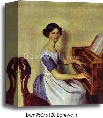 Portrait of N. P. Zhdanovich at the Harpsichord by Pavel Fedotov, Canvas Print
