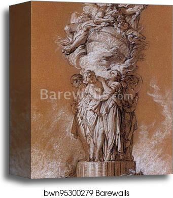Design for a clock by François Boucher, Canvas Print