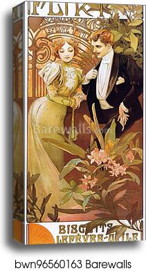 Flirt - Biscuits Lefevre-Utile by Alphonse Mucha, Canvas Print