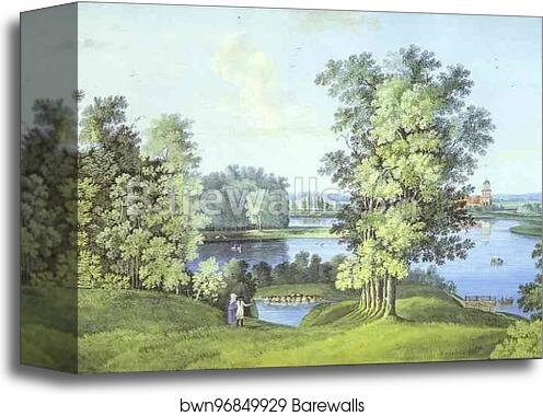 View of the Large Pond in the Tsarskoselsky Gardens by Semion Shchedrin, Canvas Print