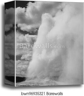 Old Faithful, Yellowstone National Park, Wyoming. (Vertical orientation).  Photographs of National Parks and Monuments, compiled 1941 - 1942, documenting the period ca. 1933 - 1942 by Ansel Adams (1902-1984), Canvas Print