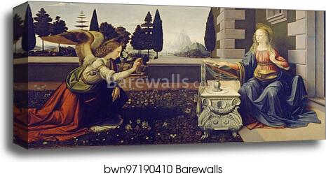 The Annunciation by Leonardo Da Vinci, Canvas Print