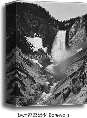 Yellowstone Falls, Yellowstone National Park, Wyoming. (vertical orientation).  Photographs of National Parks and Monuments, compiled 1941 - 1942, documenting the period ca. 1933 - 1942 by Ansel Adams (1902-1984), Canvas Print
