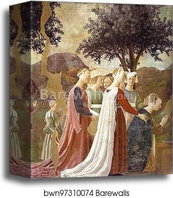 Legend of the True Cross: Adoration of the Wood. Detail by Piero Della Francesca, Canvas Print