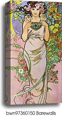 Rose by Alphonse Mucha, Canvas Print