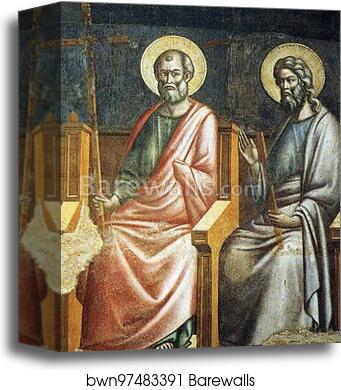 The Last Judgment. Seated Apostles. Detail by Pietro Cavallini, Canvas Print