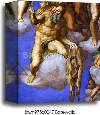 The Last Judgment. Detail by Michelangelo, Canvas Print