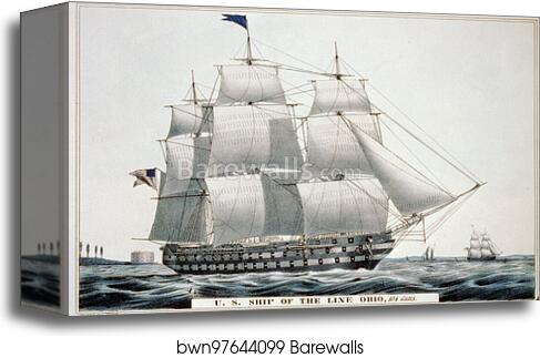 U.S. ship of the line Ohio: 104 guns by Currier & Ives, Canvas Print