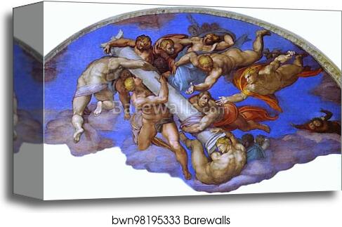 The Last Judgment. Detail by Michelangelo, Canvas Print