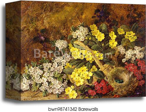 Still Life of Flowers with Bird's Nest by George Clare, Canvas Print Still Life of Flowers with Bird's Nest by George Clare, Canvas Print