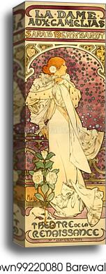 La Dame Aux Camelias by Alphonse Mucha, Canvas Print